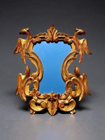 Early 1800s Italian Baroque Cartouche - Spiegel - Verguld, Antiek en Kunst