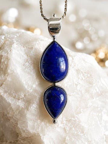 lapis lazuli Hanger in 925 zilver | Rhodiumgeplateerd -