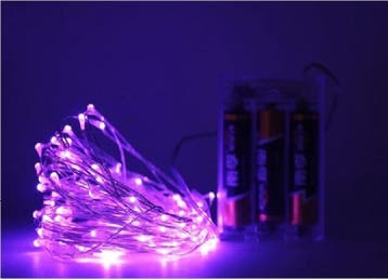 Kerst koperdraad LED verlichting - Paars - 5 meter - Op batt, Ophalen of Verzenden, Nieuw