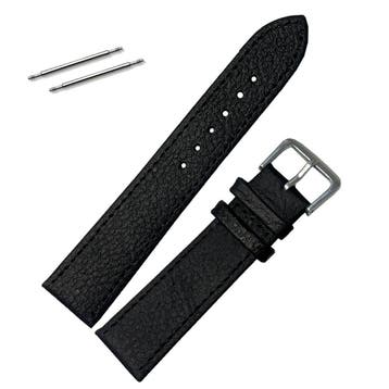 Fako - Horlogebandje - Echt Leer - Ultra Thin - 20mm - Zwart, Verzenden, Nieuw