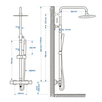 Opbouw Regendouche Set Boss & Wessing Lusso Thermostatisch, Ophalen of Verzenden, Nieuw