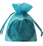 c.a. 100 x organza zakjes 9 x 12cm Turquoise, Ophalen of Verzenden, Nieuw