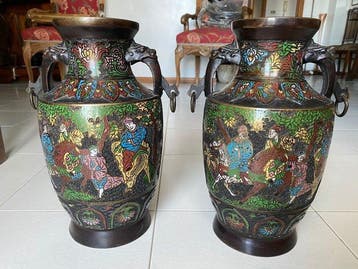 Vaas - Metaal - Japan - Cloisonné-emaille (Zonder, Antiek en Kunst