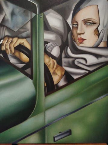 Italiaanse school (XX) - Autoritratto sulla Bugatti verde –, Antiek en Kunst