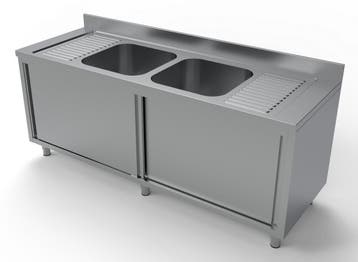 Unninox | Spoeltafel | RVS | Schuifdeuren | Dubbel Wasbak Mi, Ophalen of Verzenden, Nieuw in verpakking
