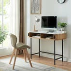 Consoletafel Tvedestrand 100x50x76 cm marmerlook wit en hout, Huis en Inrichting, Tafels | Sidetables, Verzenden, Nieuw