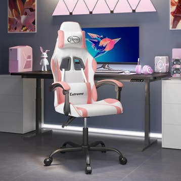 vidaXL Gamestoel kunstleer wit en roze, Verzenden, Nieuw, Roze