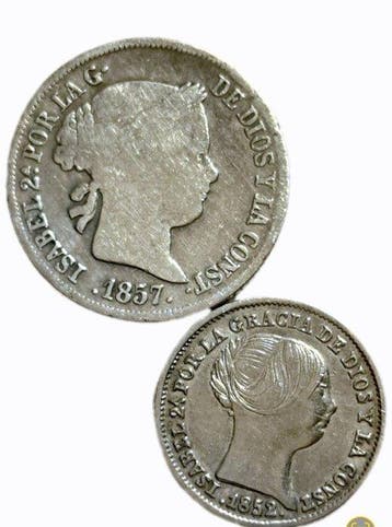 Spanje. Isabel II. 1-2 Reales 1852-1857 (2 moedas) (Zonder