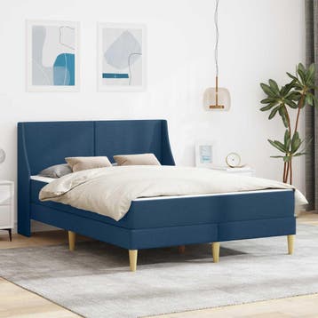vidaXL Bedframe met matras met hoofdeinde Polyester, Verzenden, Nieuw, Blauw, Stof
