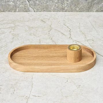 HOCHO Eikenhouten Dienblad met Kaarshouder – 200x100x35 m., Ophalen of Verzenden, Nieuw
