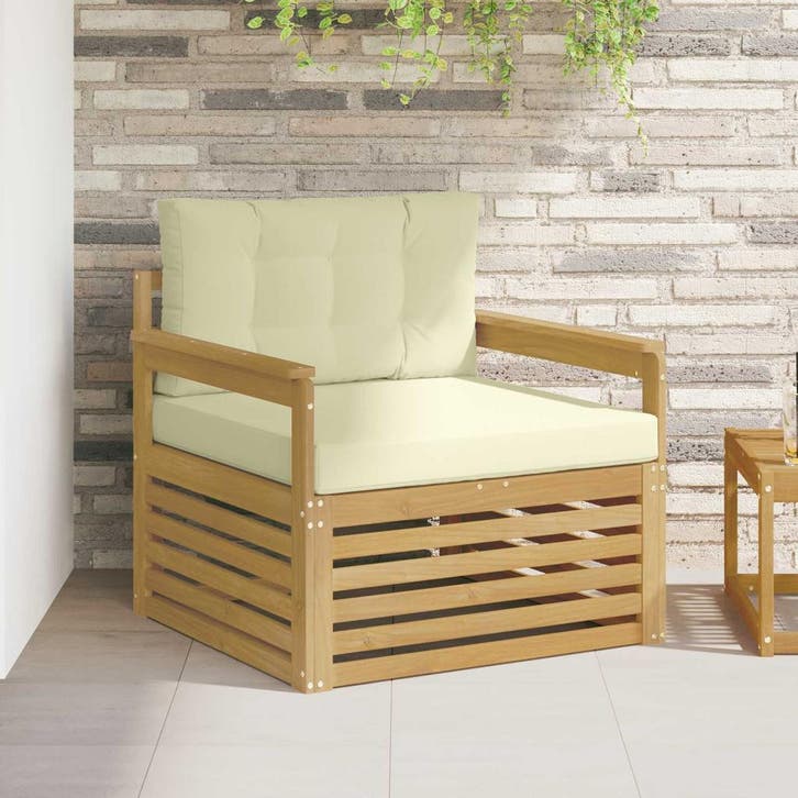 vidaXL Tuinbank Polyester Wit en crèmekleurig, Tuin en Terras, Tuinsets en Loungesets, Nieuw, Verzenden