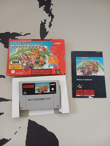 Nintendo - Snes - Super Mario Kart (PAL ITA) – Completo con, Spelcomputers en Games, Nieuw