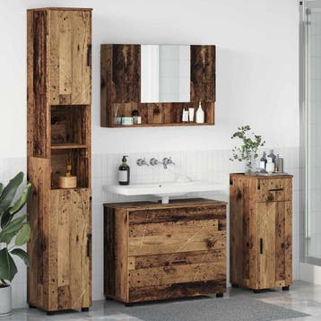 vidaXL Badkamermeubelset 4 st Oud Hout Geperst Hout en, Verzenden, Nieuw, Overige typen