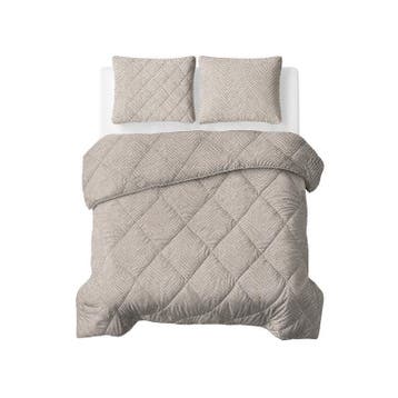 Lazy all-in-one dekbed stripes - taupe - 2-persoons | 240 x, Huis en Inrichting, Slaapkamer | Beddengoed, Verzenden, Nieuw