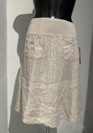 Korte linnen rok BEIGE kleur  met zakken, elastische talie, Nieuw