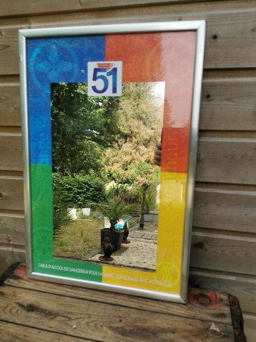 Pastis 51 - Ricard - Reclamebord - Glas, Antiek en Kunst, Antiek | Wandborden en Tegels