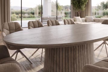 Eettafel ART DECO 220cm ovaal mango hout grijs smoke - 47046, Ophalen of Verzenden, Nieuw