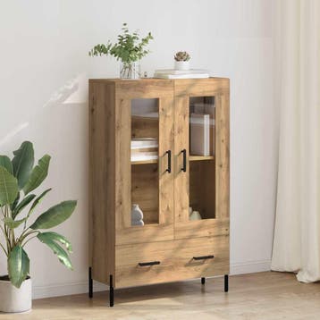 vidaXL Highboard CORONA Artisan Eiken 69,5 x 31 x 115 cm, Huis en Inrichting, Kasten | Buffetkasten, Minder dan 50 cm, Verzenden