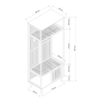 Kledingkast Ypäjä open kast 187x80x47 cm bamboe naturel [en., Verzenden, Nieuw