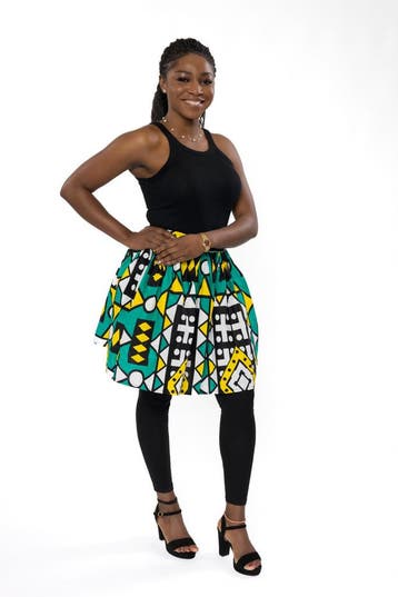 Afrikaanse print mini rok - Turkoois Geel Samakaka - S, Kleding | Dames, Ophalen of Verzenden, Nieuw