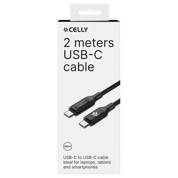 Celly 100W USB-C > USB-C LED Display Kabel 200cm, Verzenden, Nieuw