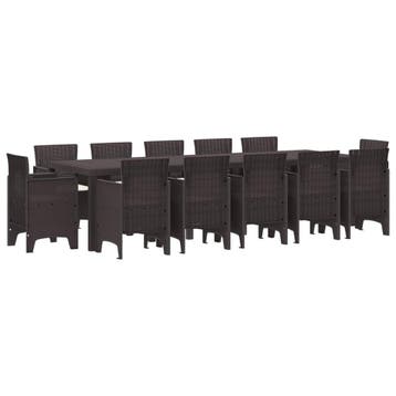 vidaXL Tuin Eetset 13 st Bruin Rattan, Verzenden, Nieuw, 3 zitplaatsen