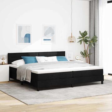 vidaXL Boxspring bed met LED-stripverlichting Zwart 200 x, Verzenden, Zwart, Stof, Nieuw