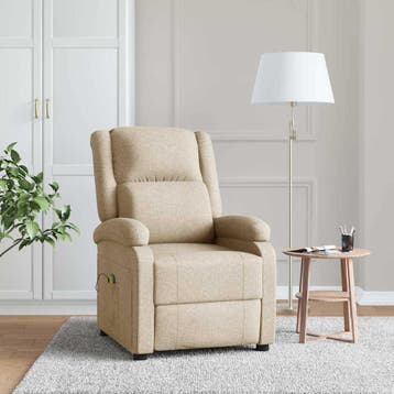 vidaXL Massagestoel stof crèmekleurig, Verzenden, Nieuw