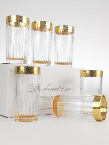 SECOLOVENTESIMO - Drinkservies (6) - Geen loodkristal Gold