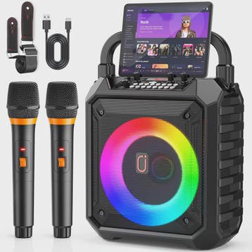 Karaoke Machine met Bluetooth, 2 Microfoons en LED Verlichti, Verzenden, Nieuw