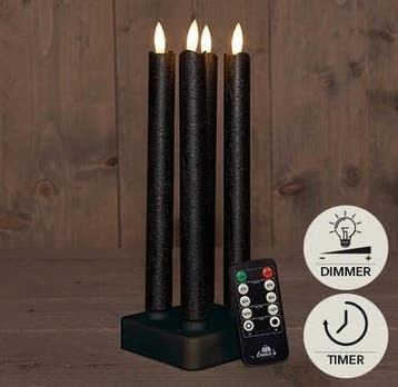 Ledkaarsenset wax 3d oplaadbaar zwart met afstandsbediening, Ophalen of Verzenden, Nieuw