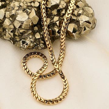 Gouden vierkante vossenstaartschakel ketting; 14 karaat;..., Ophalen of Verzenden, Gebruikt, Goud, Goud