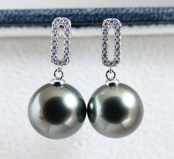 Oorbellen - 18 kt goud - Rikitea Parel - donkergroen-blauw,, Sieraden, Tassen en Uiterlijk, Nieuw