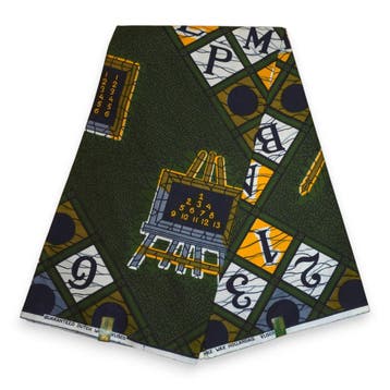 VLISCO stof Hollandais Afrikaanse Wax print - Groen ABC VL00, Ophalen of Verzenden, Nieuw