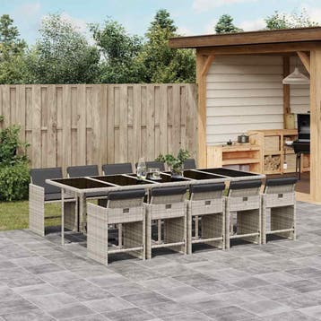 vidaXL 11-delige Tuinset met kussens poly rattan lichtgrijs, Verzenden, Nieuw, Meer dan 8 zitplaatsen, Tuinset