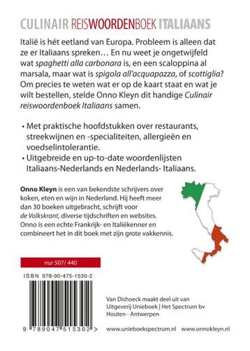 Culinair reiswoordenboek Italiaans - Nederlands, Nederlands, Boeken, Verzenden, Gelezen, Onno Kleyn