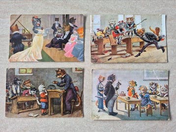 Duitsland - Fantasie - Arthur Thiele - katten - fantasie -, Gelopen