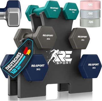 Dumbells set - Gewichten set - Halterset - 12 kg - RE:SPORT, Verzenden, Zo goed als nieuw