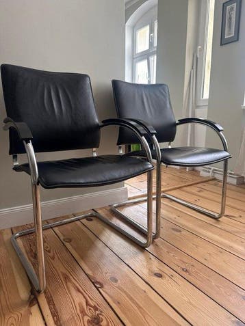 Thonet - Stoel (2) - S78-S79 - Leder, Staal - Vintage