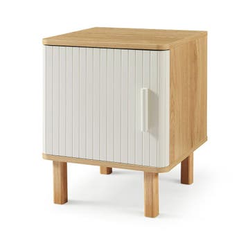 Nachtkast Ferrersp 50x40x40 cm eikenkleurig havermout en nat, Verzenden, Nieuw