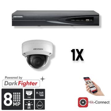 Hikvision Set 1x Dome 8MP + Recorder & Bekabeling, Ophalen of Verzenden, Nieuw