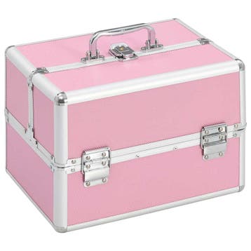 vidaXL Make-up koffer 22x30x21 cm aluminium roze, Verzenden, Nieuw, Roze