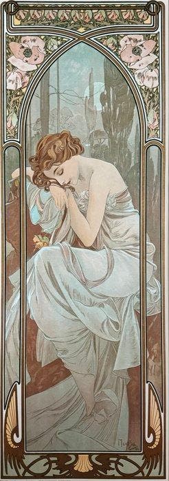 Marie Alphonse Mucha - “Repos de la nuit, 1899”. Gesigneerd