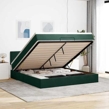 vidaXL Ottoman bed met matras 180x200 cm fluweel donkergroen, Huis en Inrichting, Slaapkamer | Bedden, Eenpersoons, Verzenden