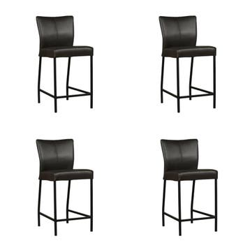 Set van 4 Leren barkrukken Revolt laag - Granada Graphite, Huis en Inrichting, Ophalen of Verzenden, Nieuw, Leer