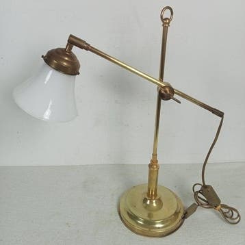 Bureaulamp - Opaline glas - Art Deco hengellamp