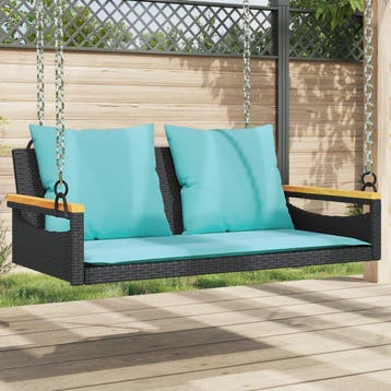 vidaXL Schommelbank met kussens 109x62x40 cm poly rattan, Tuin en Terras, Tuinbanken, Verzenden, Nieuw