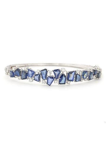 Armband - 14 karaat Witgoud - 6.14ct. tw. Saffier - Diamant, Nieuw