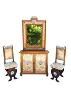 Kabinet (4) - Hout, Textiel, Brons, Messing, Keramiek - Met