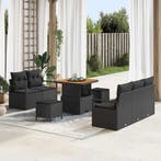 vidaXL Tuin Sofa Set met kussen met opslag 8 pcs Zwart, Verzenden, Nieuw, Rotan, 8 zitplaatsen